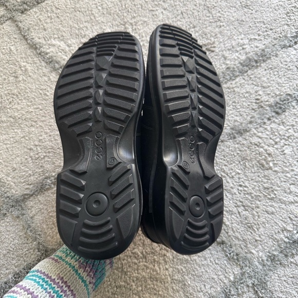 ECCO Fusion Oxford Dress Shoes Black Leather Lace-Up Moc Toe 11 new without box - Picture 9 of 12